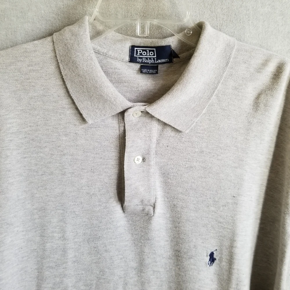 Vintage‎ Polo Ralph Lauren Polo Shirt Mens XL Gray Heathered Short Sleeve